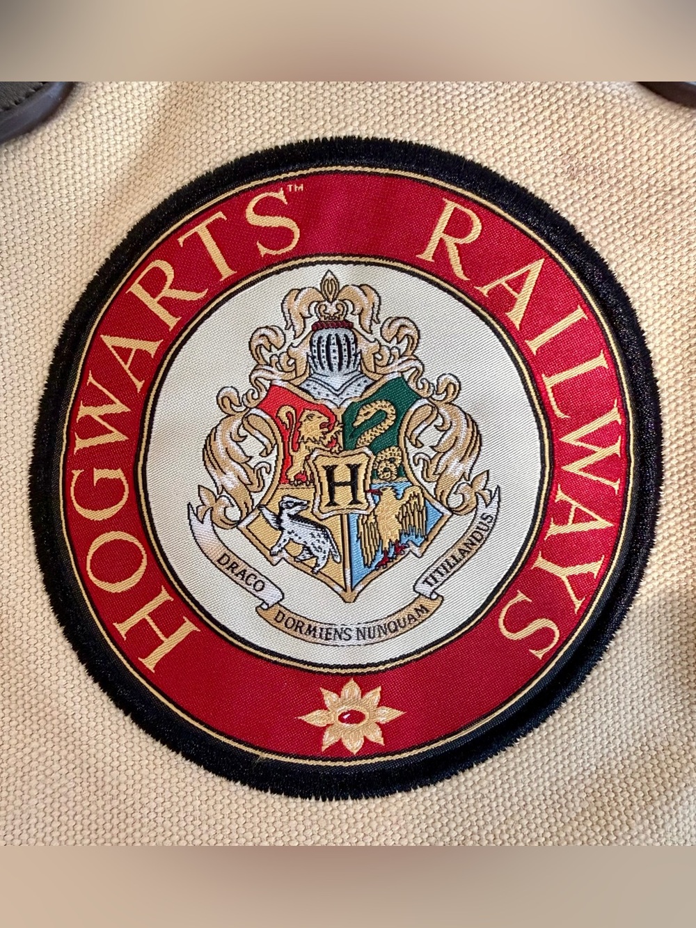 Harry Potter Hogwarts Railways Canvas Tote Genuine Leather Trim Dark Academia - Picture 3 of 12